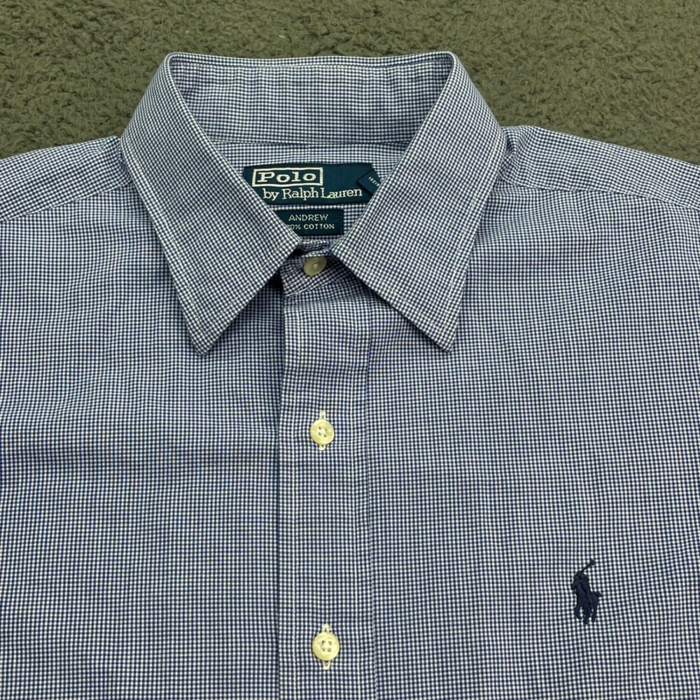 Polo by Ralph Lauren Men's Blue Gingham Check Long Sleeve Button Up Shirt
